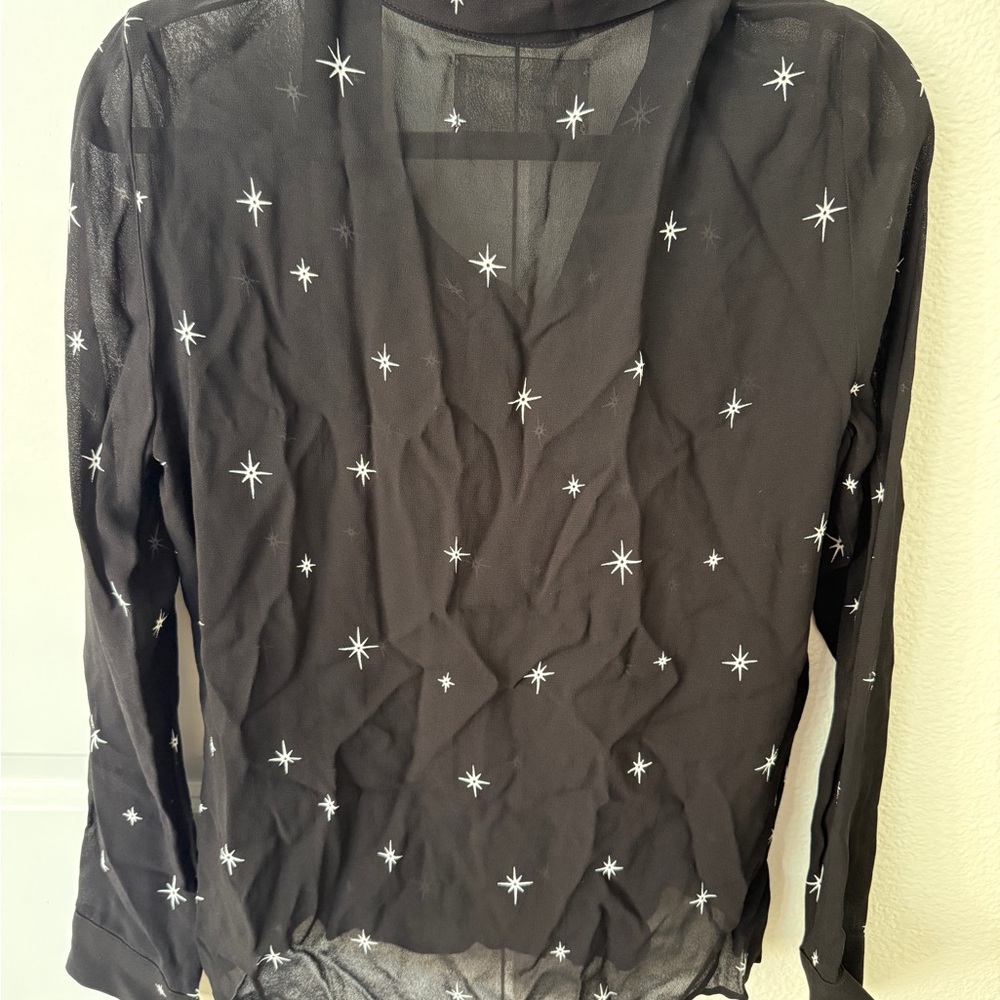 Reformation Black Star Pattern Button Down Shirt - image 3